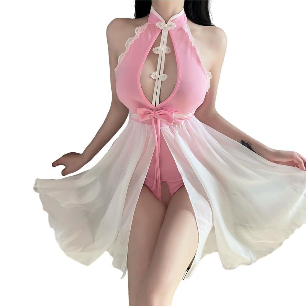 3610 Asian Cheongsam Cosplay Japanese Anime Lolita Dress Underwear pink